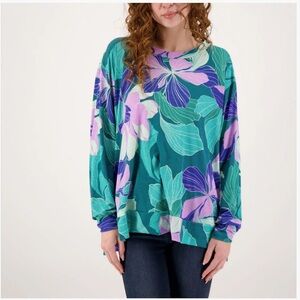 Sew In Love Floral Print oversized tropical top NWT L tropical summer oversized